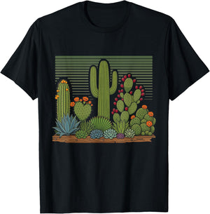 Cactus Desert Vintage Retro Western Nature Design T-Shirt - T-Shirt | Black