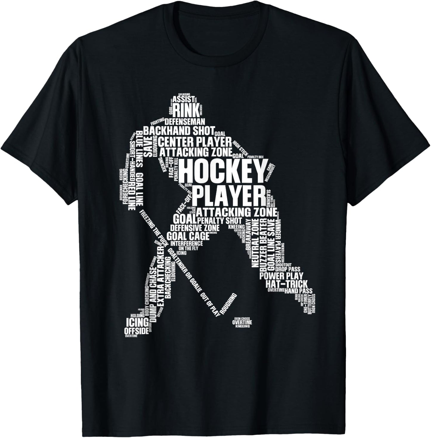 Cool Ice Hockey Art Women Boy Girl Ice Hockey Player T-Shirt - T-Shirt | Black