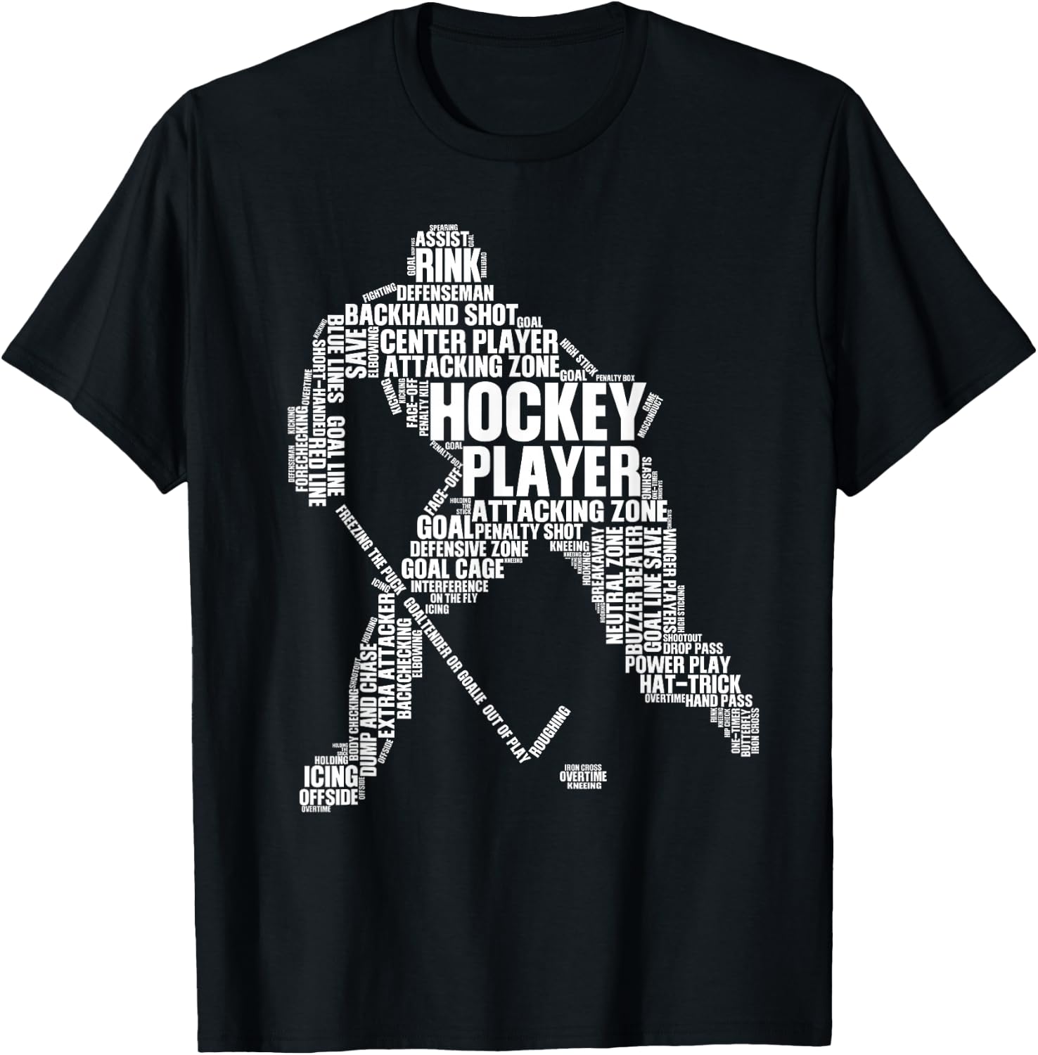 Cool Ice Hockey Art Women Boy Girl Ice Hockey Player T-Shirt - T-Shirt | Black