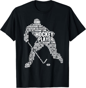 Cool Ice Hockey Art Women Boy Girl Ice Hockey Player T-Shirt - T-Shirt | Black