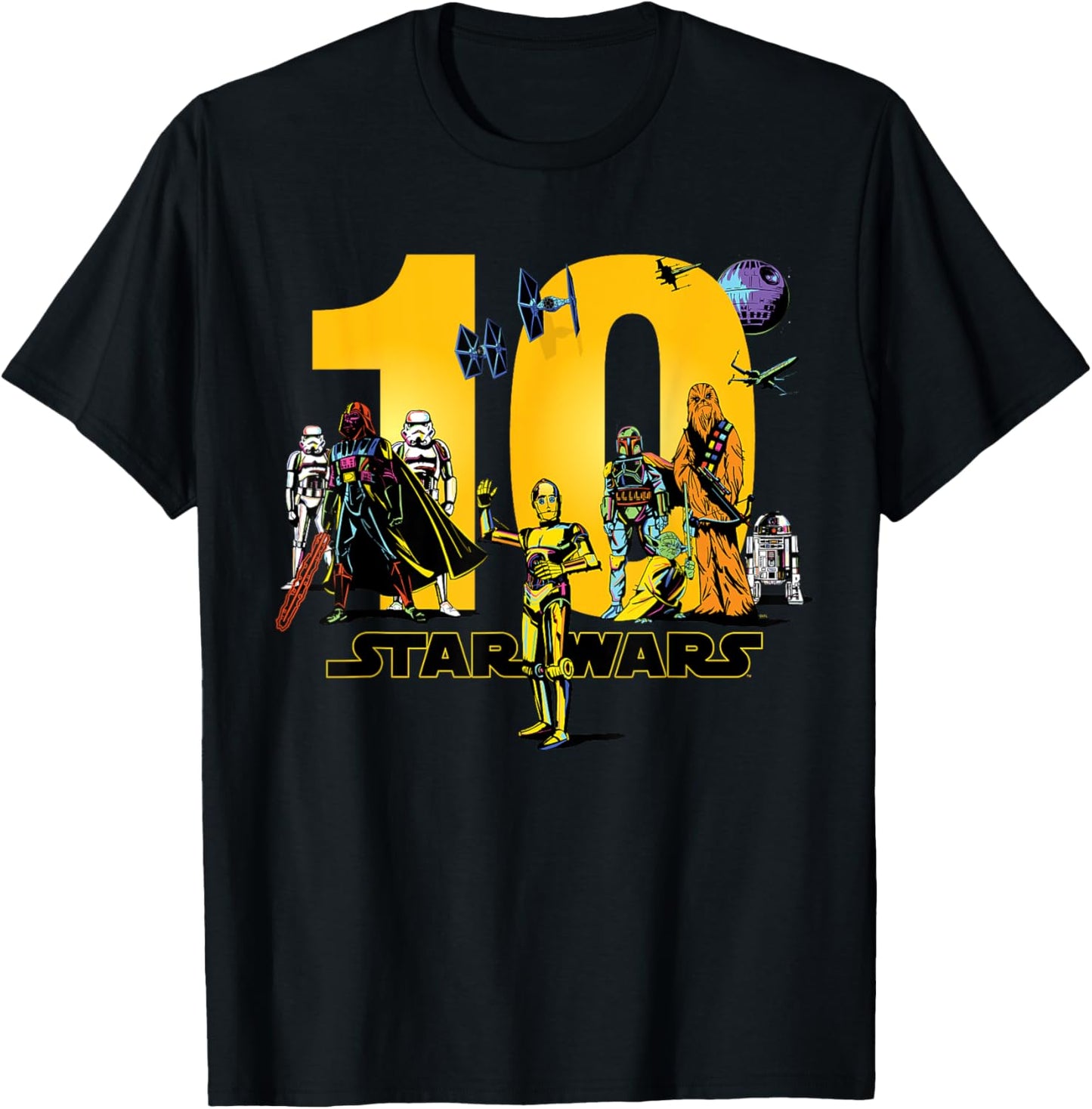 Star Wars Classic Characters Tenth Birthday 10 Years Old , black T-Shirt - T-Shirt | Black