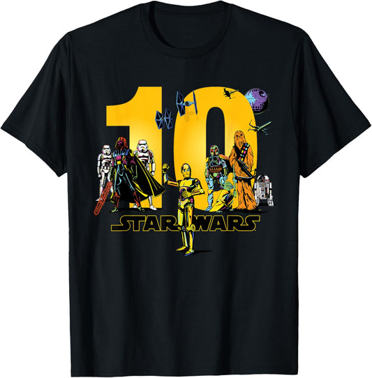Star Wars Classic Characters Tenth Birthday 10 Years Old T-Shirt - T-Shirt | Black