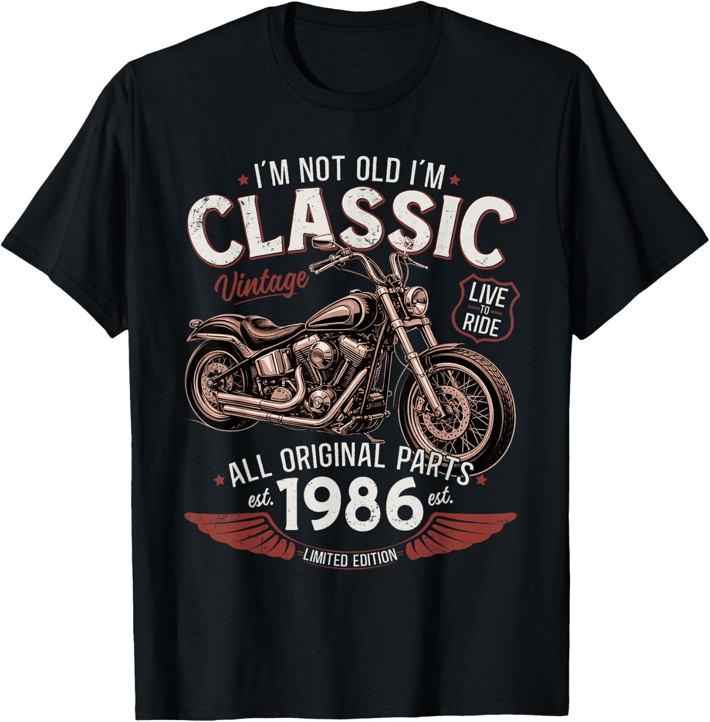 40ème Anniversaire Homme Moto Motard Biker 1986 T-Shirt - T-Shirt | Black