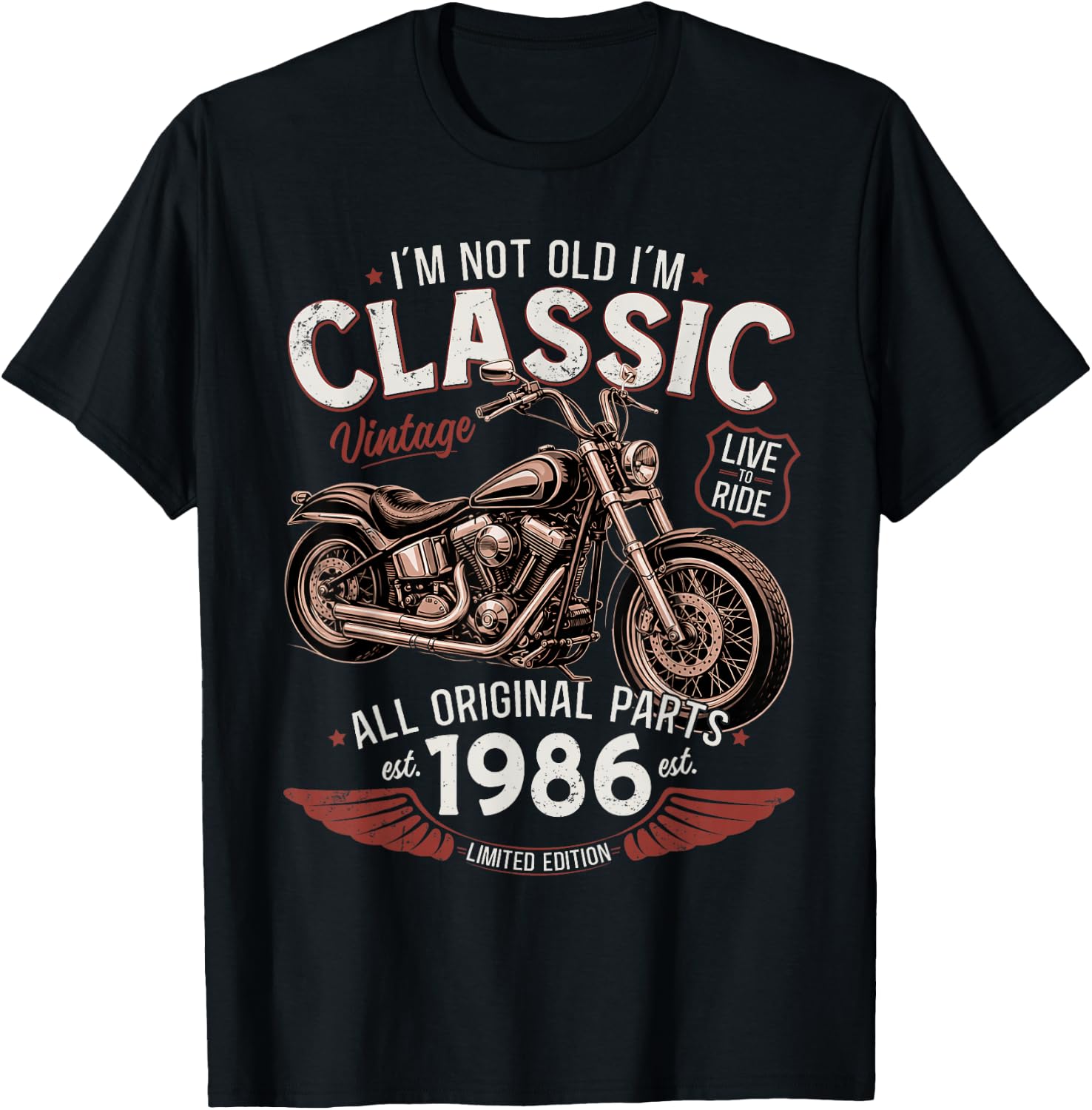 40ème Anniversaire Homme Moto Motard Biker 1986 T-Shirt - T-Shirt | Black