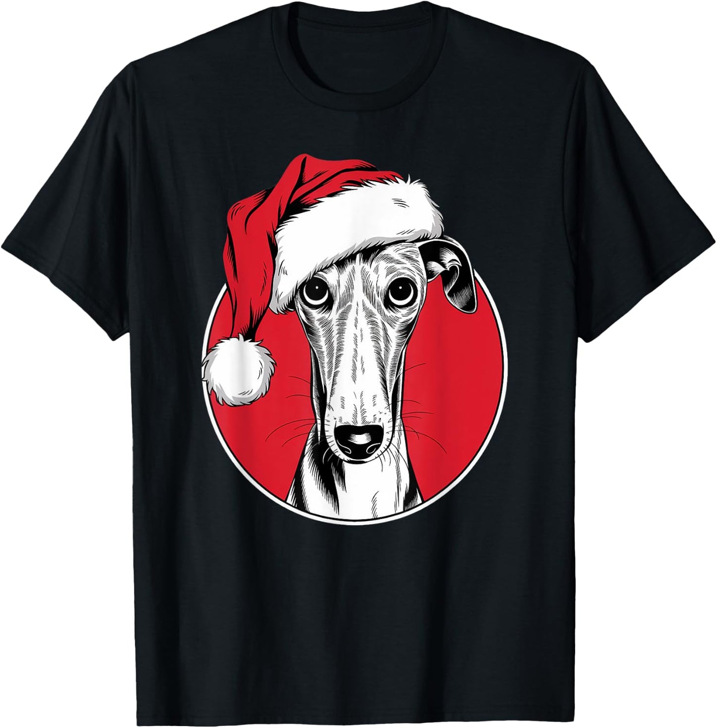 Joyful Greyhound Santa Dog on Greyhound Christmas Women Kids T-Shirt - T-Shirt | Black