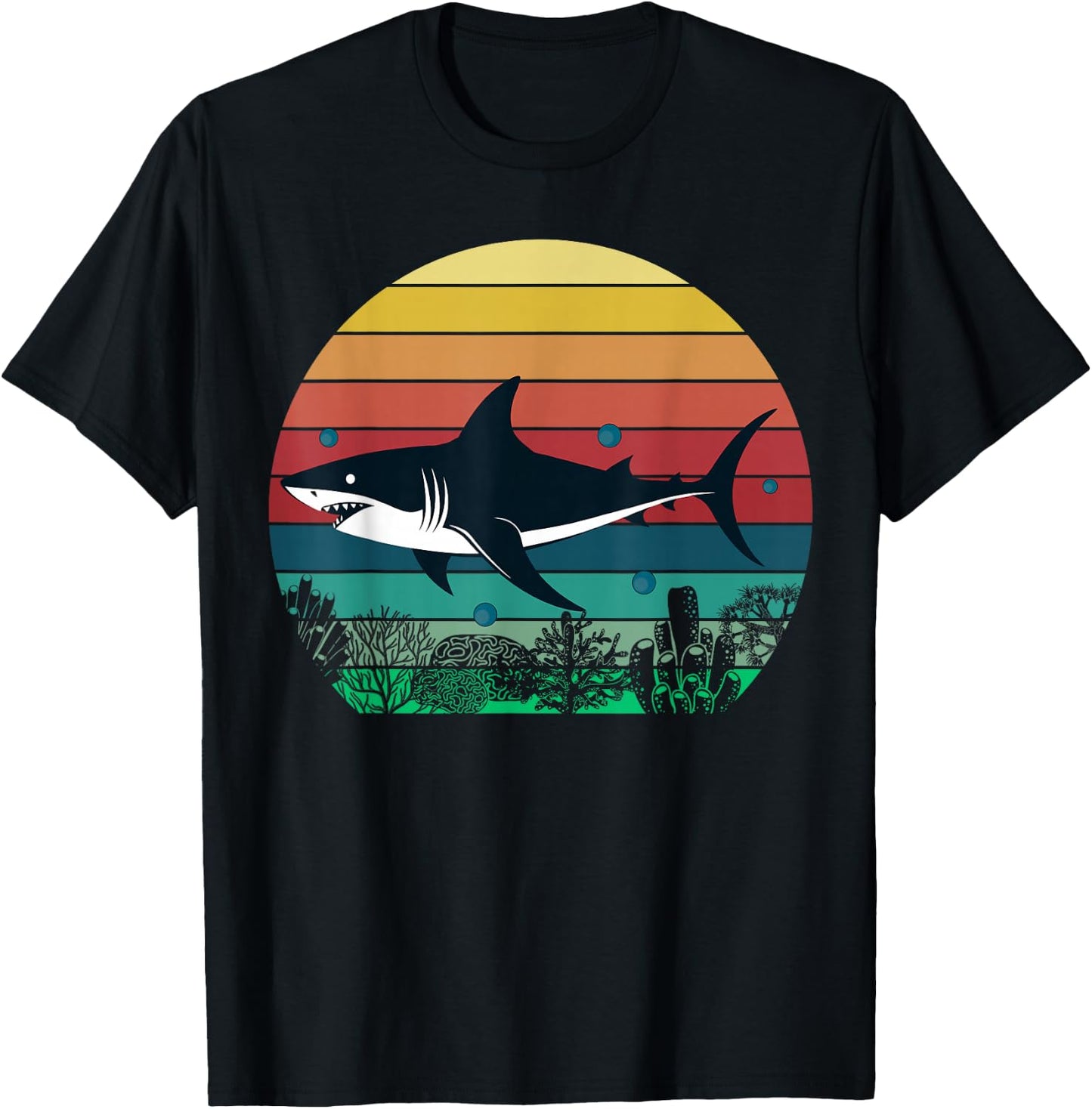 Blue Shark Retro or Boys T-Shirt - T-Shirt | Black