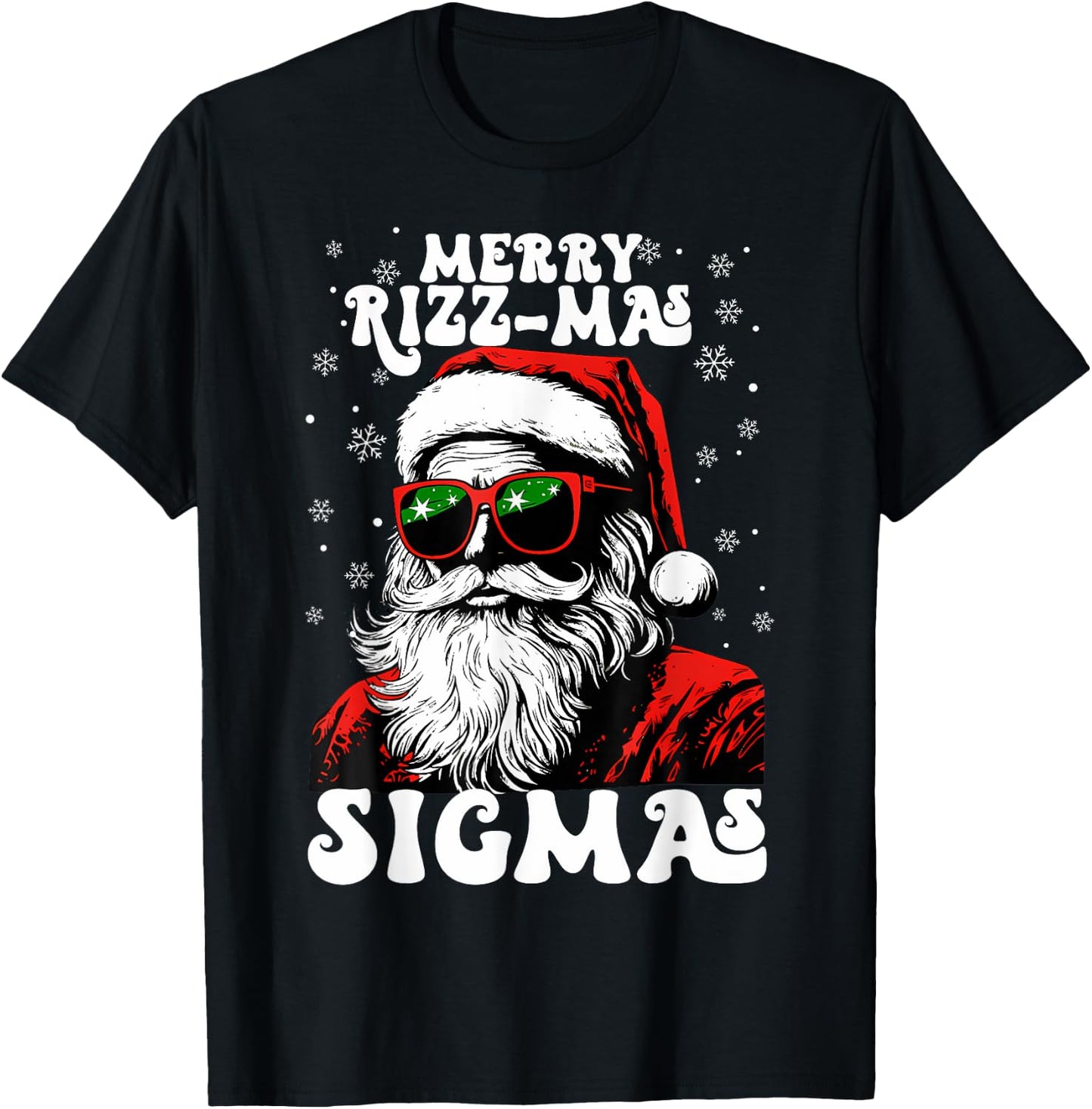Merry Rizz Mas Sigmas Funny Gen Alpha X-Mas Santa Christmas T-Shirt - T-Shirt | Black