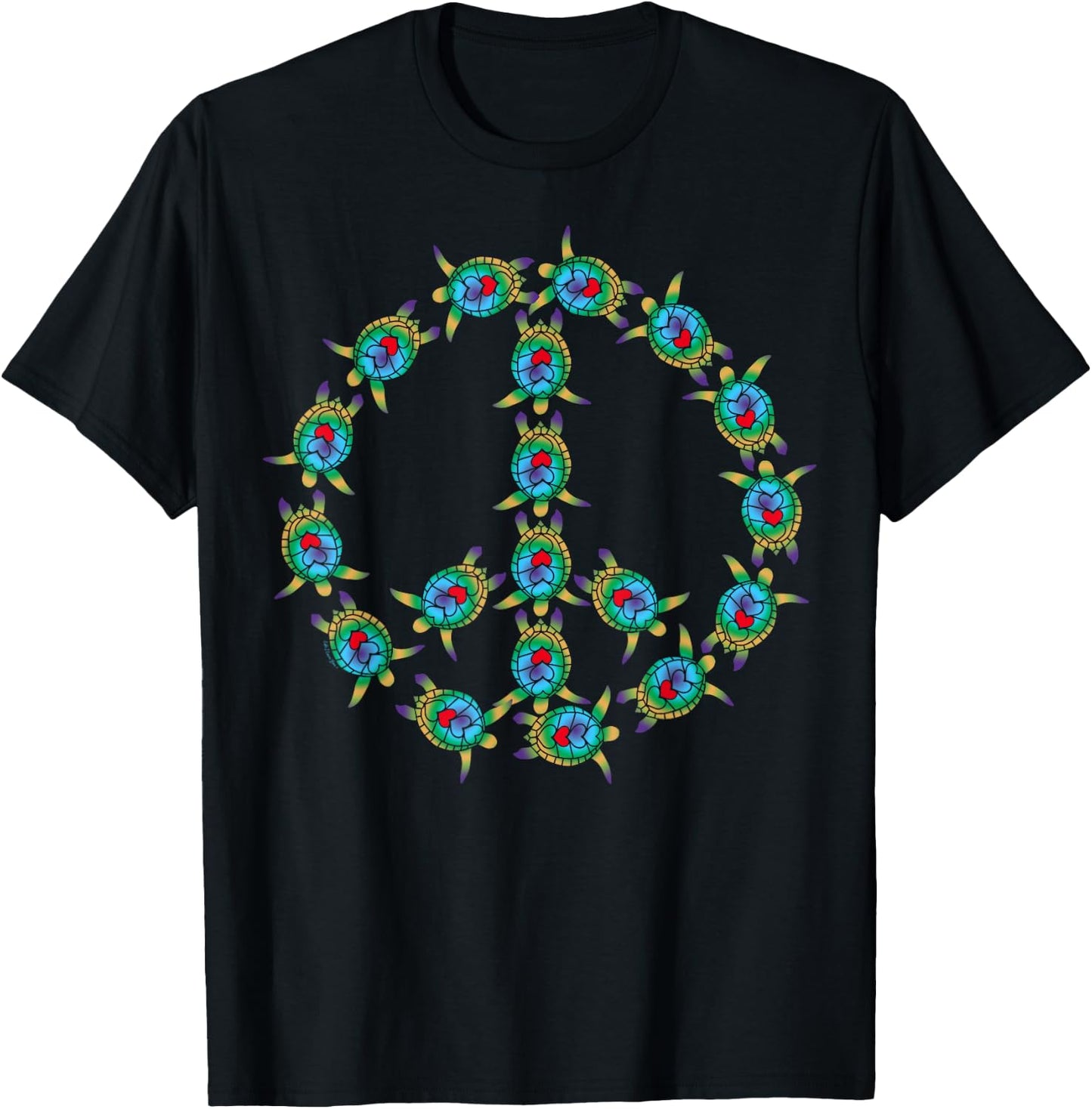 Beautiful Tropical Sea Turtles Peace Sign T-Shirt - T-Shirt | Black