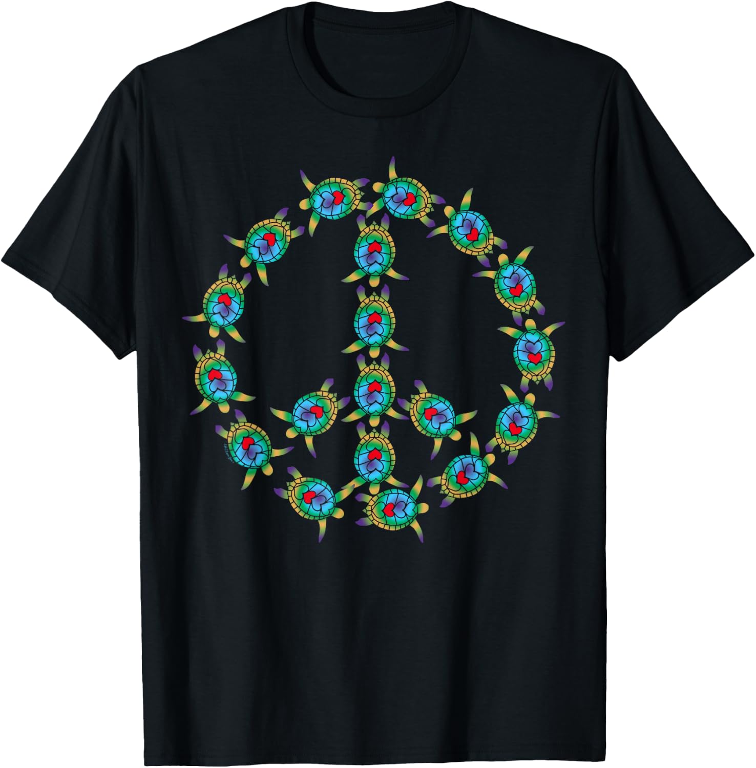 Beautiful Tropical Sea Turtles Peace Sign T-Shirt - T-Shirt | Black