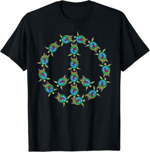 Beautiful Tropical Sea Turtles Peace Sign T-Shirt - T-Shirt | Black