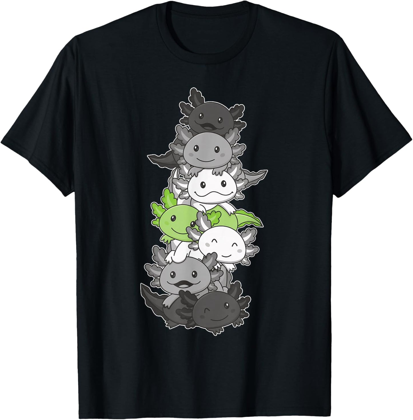 Agender Pride Month LGBTQ Agender Axolotl Flag T-Shirt - T-Shirt | Black