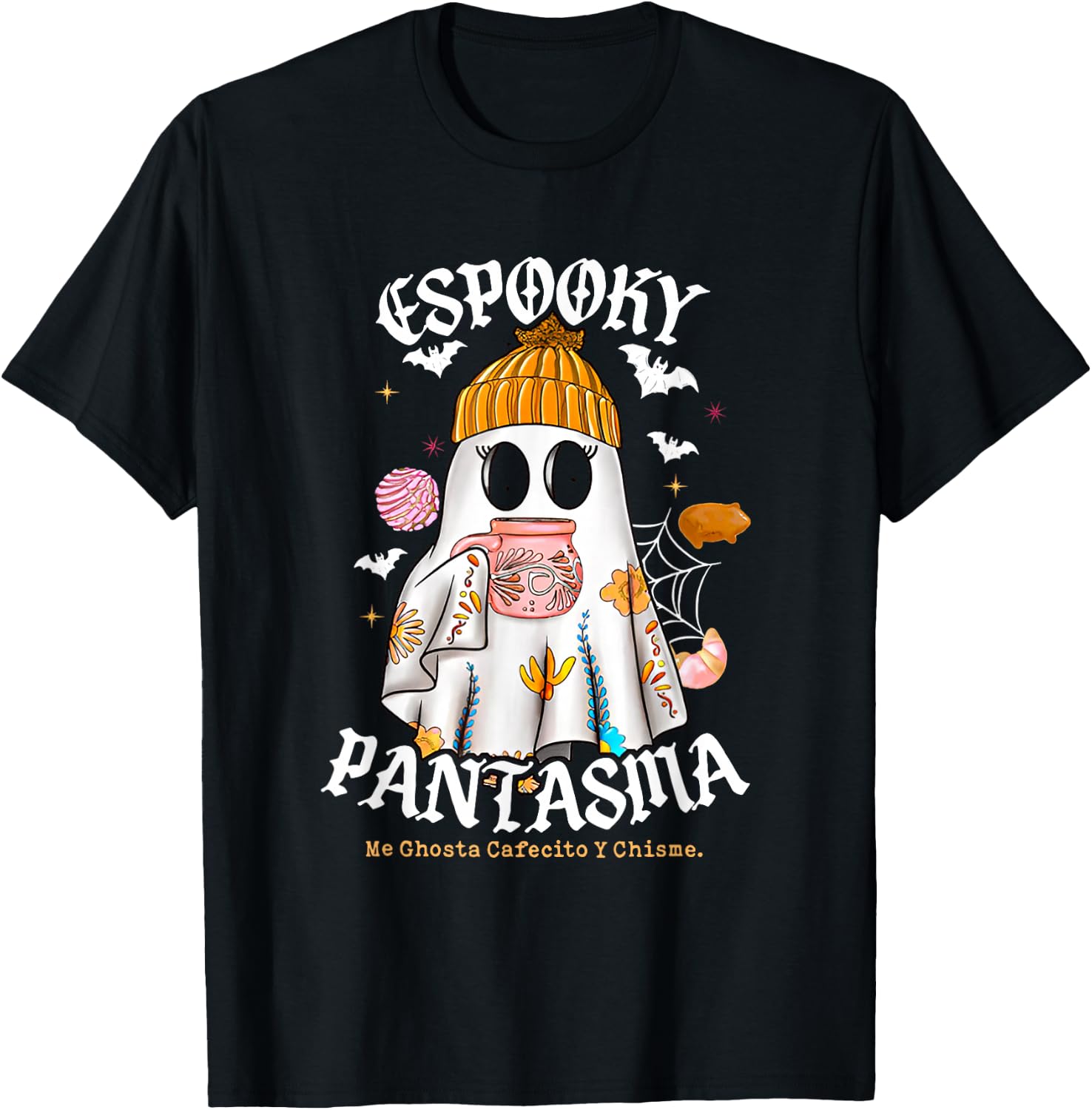 Espooky Pantasma Me Ghosta Cafecito Y Chisme T-Shirt - T-Shirt | Black