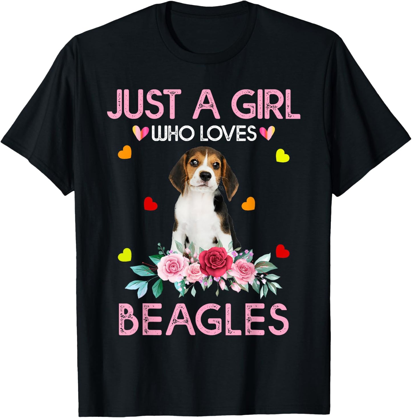 Beagle Dog Lover Just A Girl Who Loves Beagles T-Shirt - T-Shirt | Black