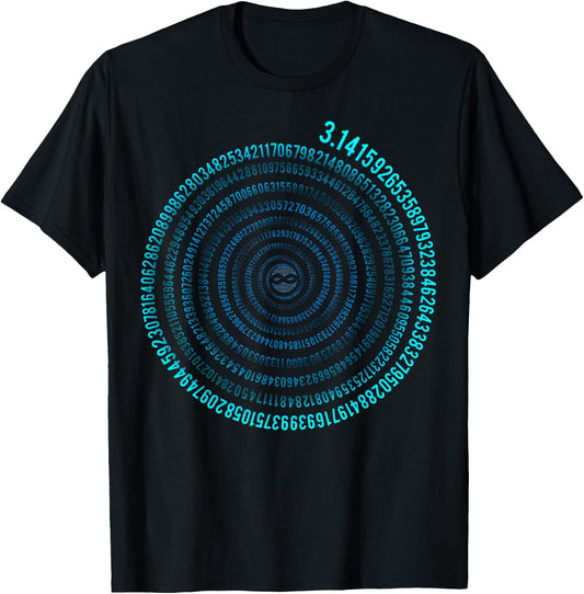 Pi Spiral Symbol Math Infinity Irrational Number T-Shirt - T-Shirt | Black