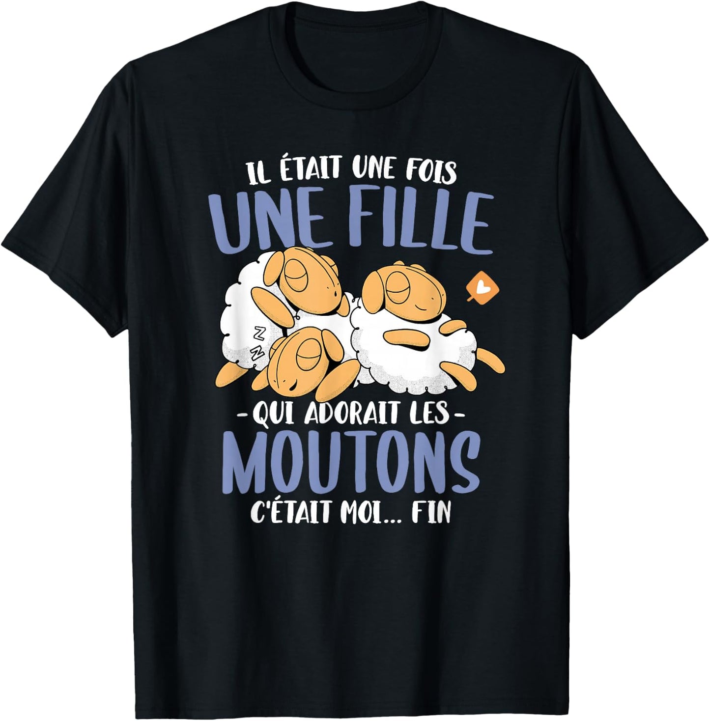 Mouton était une fois Femme Girl' Funny Sheep , Black T-Shirt - T-Shirt | Black