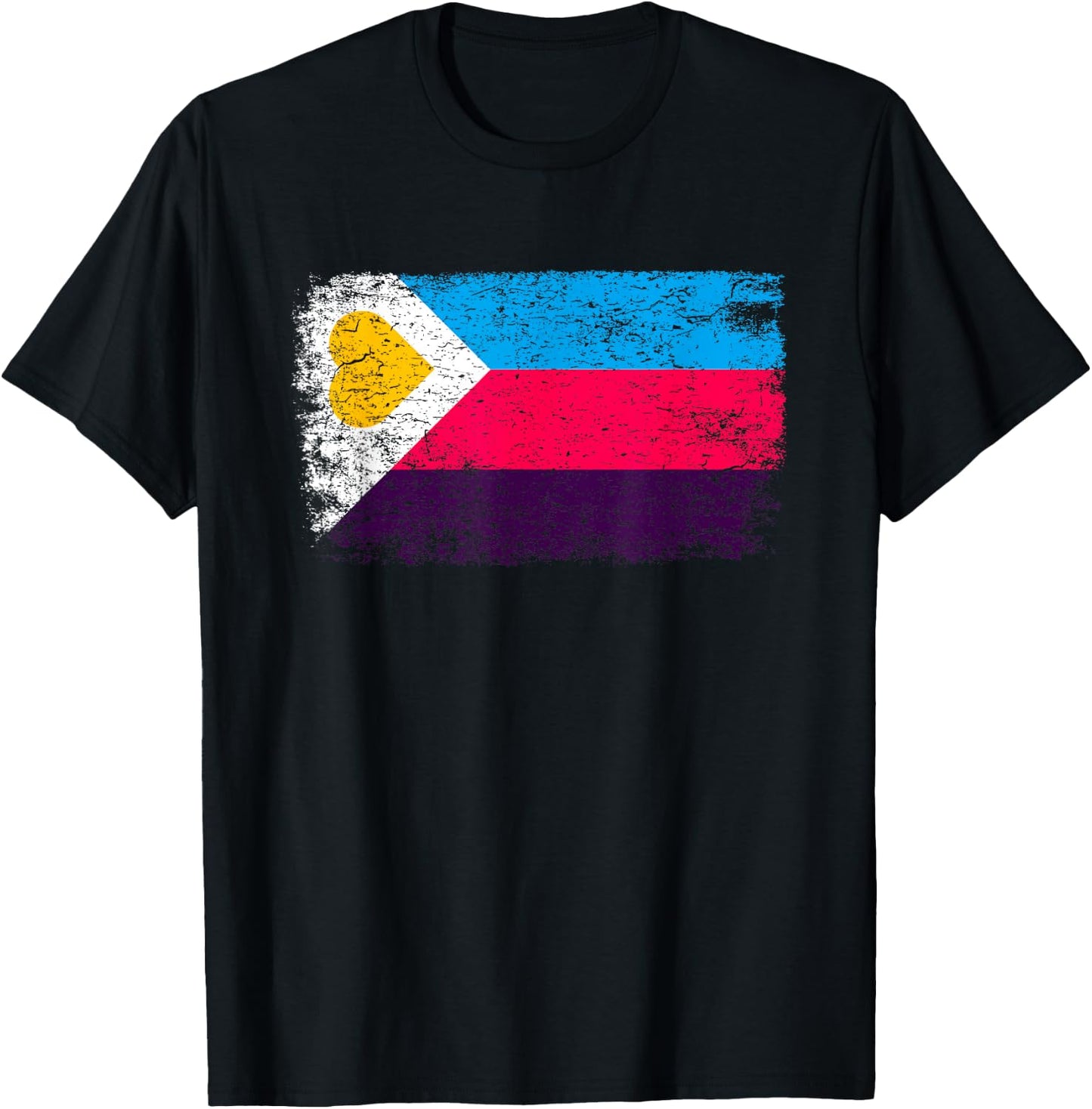 Polyamory New Pride Flag - Polyamorous Throuple T-Shirt - T-Shirt | Black