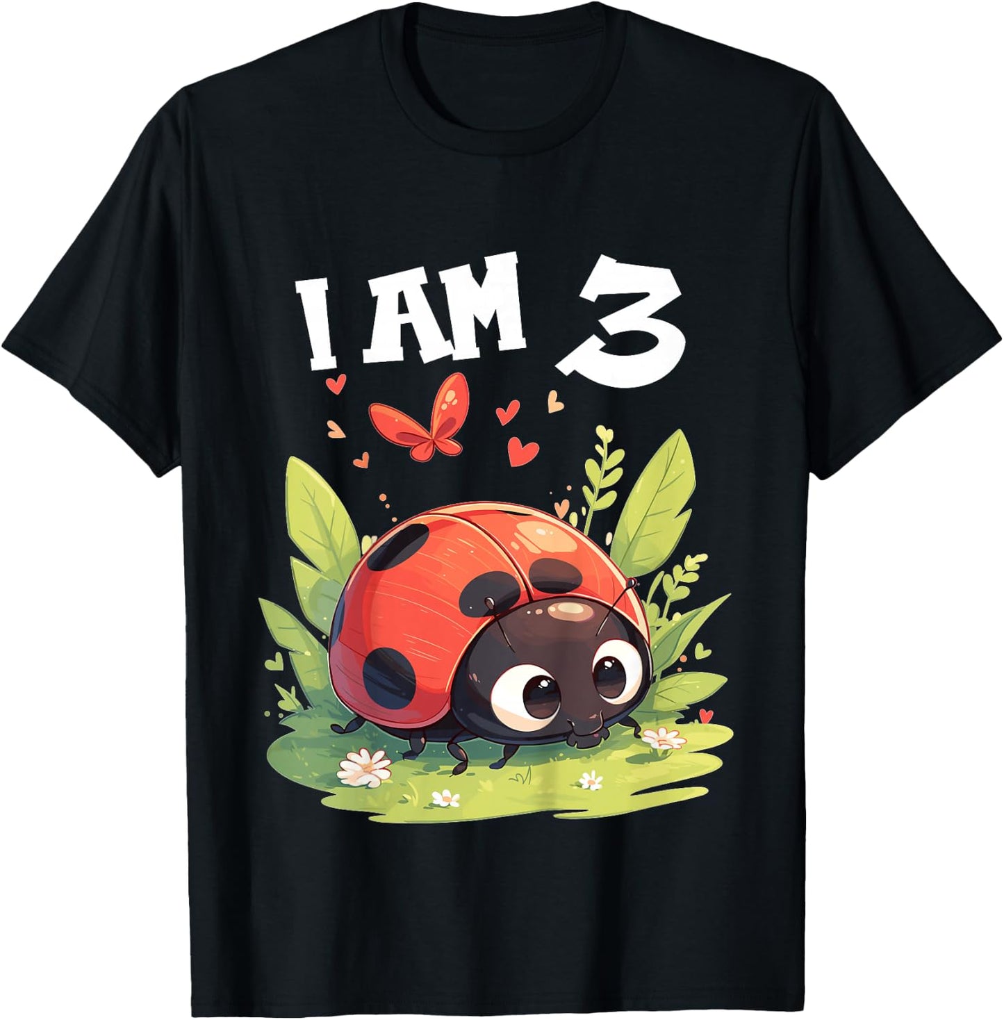 Kids 3 Years old 3 birthday Ladybugs Boy Girl Ladybug T-Shirt - T-Shirt | Black