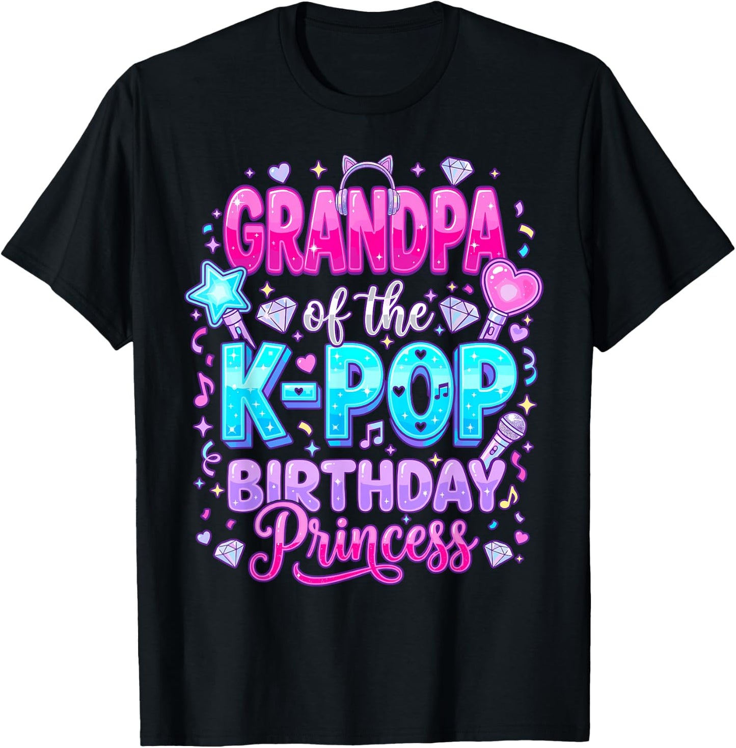 Grandpa of The K-Pop Birthday Princess Korean Music T-Shirt - T-Shirt | Black