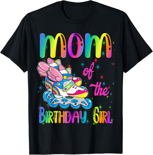 Mom of the Birthday girl Rolling skate Family Party T-Shirt - T-Shirt | Black