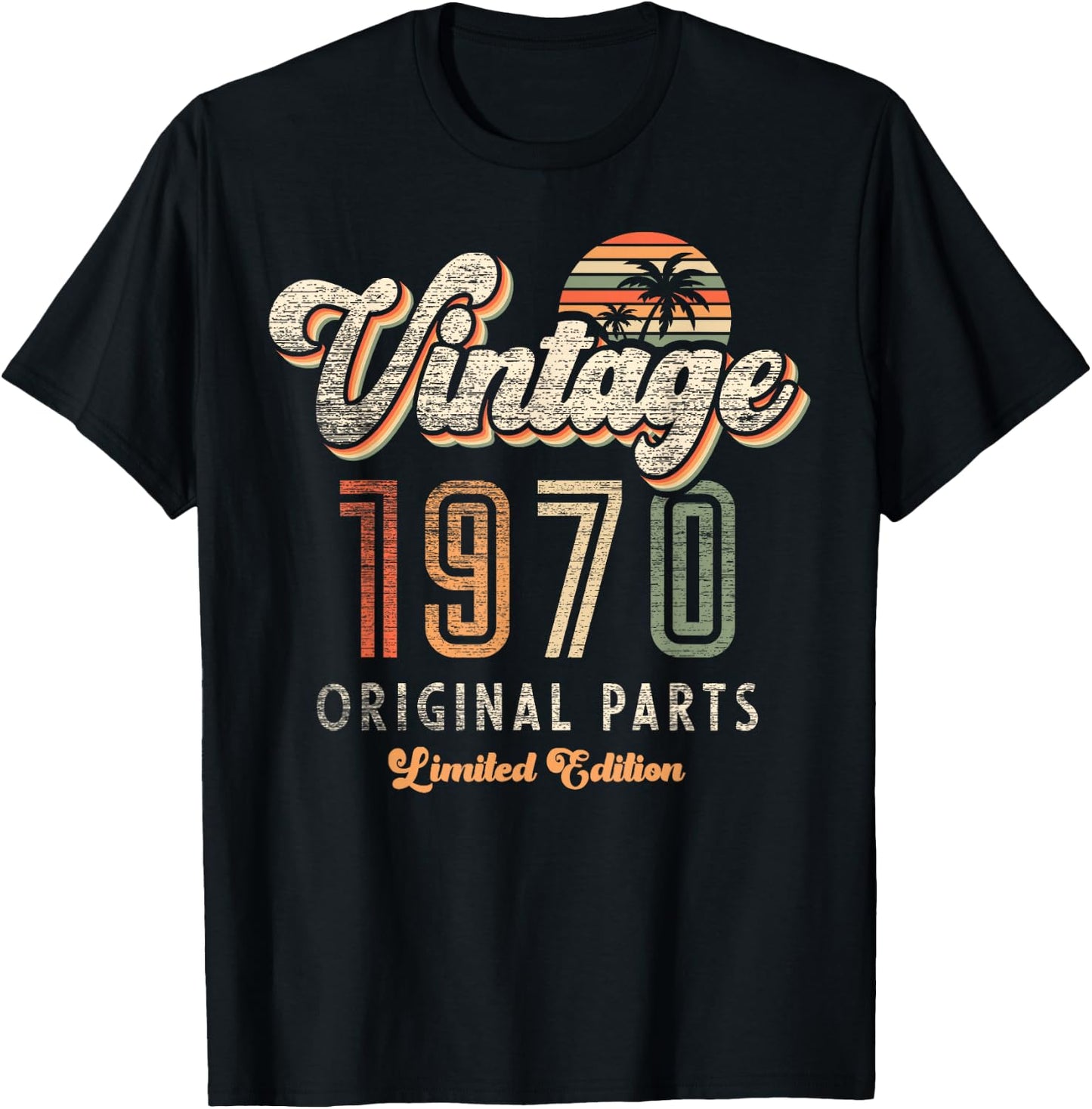 Vintage 1970 Limited Edition 76th Anniversary Palm Retro T-Shirt - T-Shirt | Black