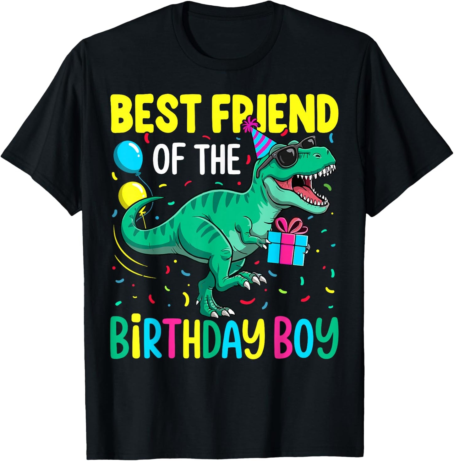 Best Friend of The Birthday Party Outfit Dinosaur Bestie T-Shirt - T-Shirt | Black