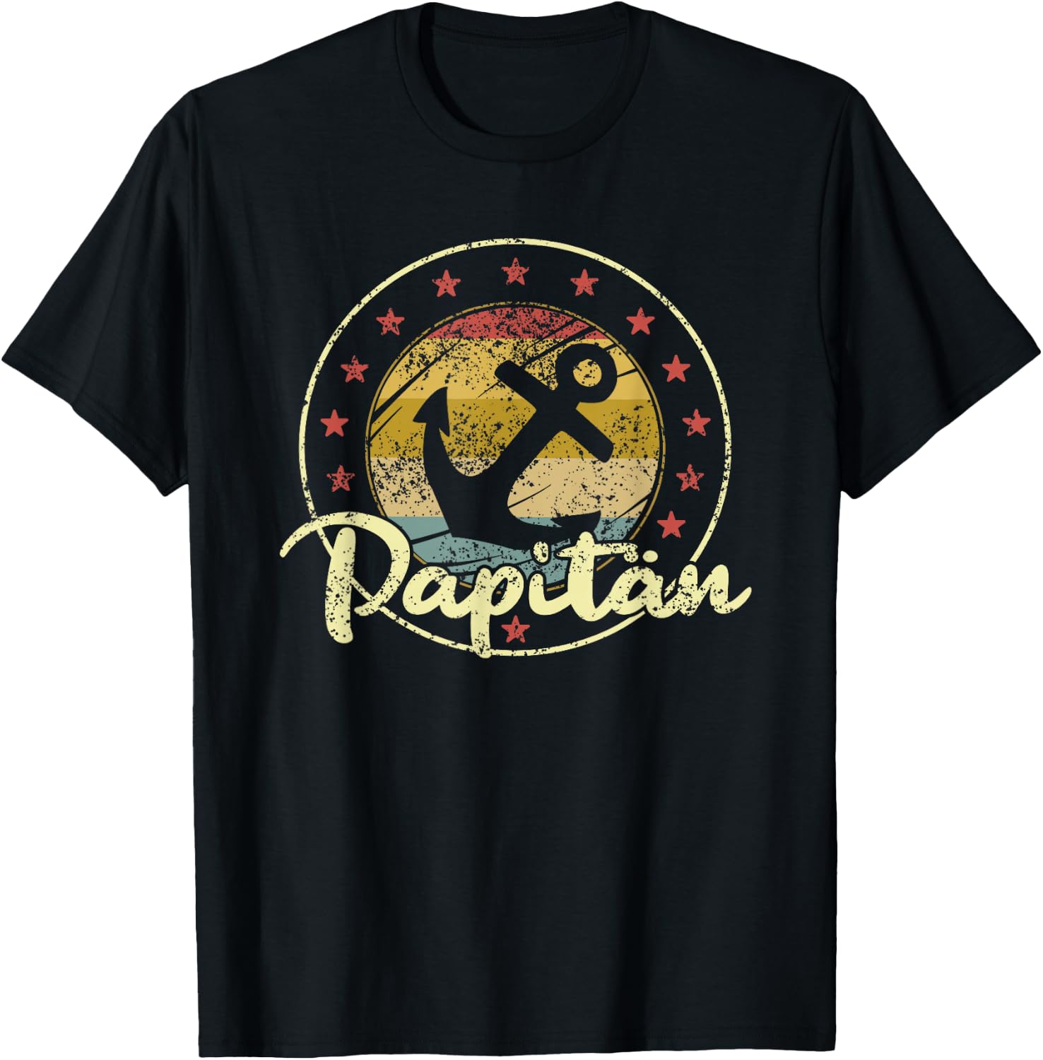 Papitän Vatertag Bester Papa Anker Norden Kapitän T-Shirt - T-Shirt | Black