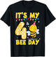 It's My 4th Birthday Bee Day 4 Year Old Bee Theme Party T-Shirt - T-Shirt | Black