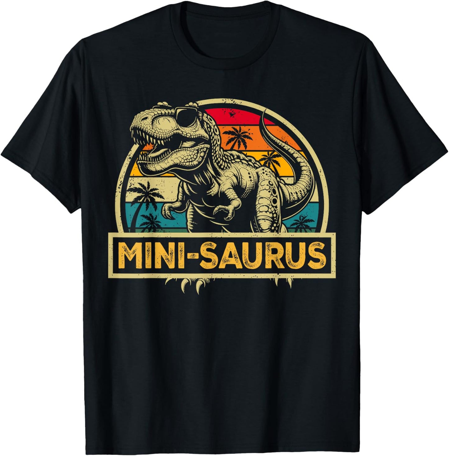 Mini-saurus T Rex Dinosaur Mini Saurus Family Matching T-Shirt - T-Shirt | Black