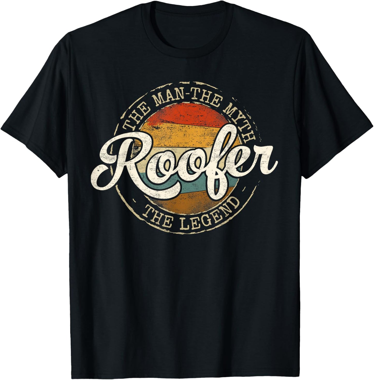 Roofer The Man The Myth The Legend Vintage Stamp Roofing T-Shirt - T-Shirt | Black