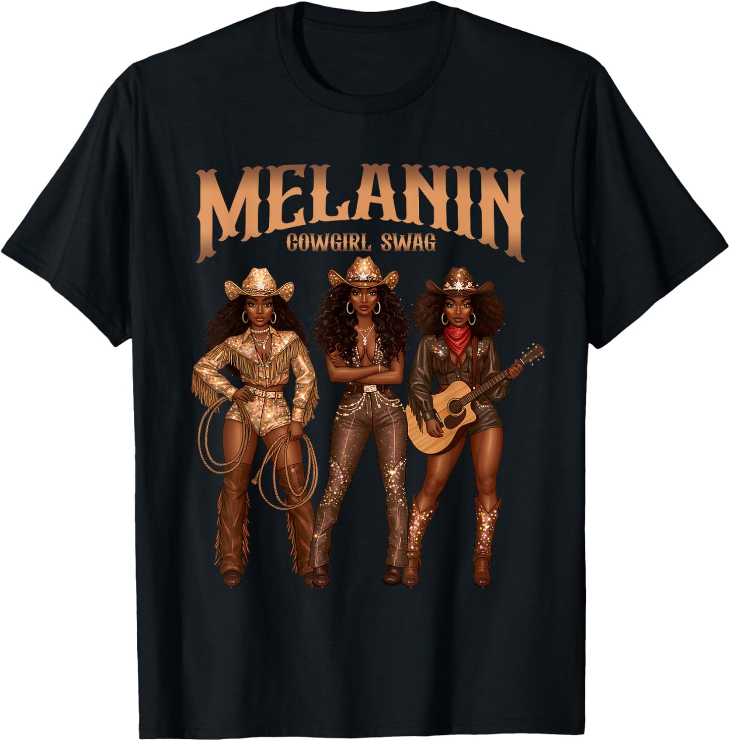 Black Cowgirl Rodeo Melanin Cowgirl Swag Black History T-Shirt - T-Shirt | Black