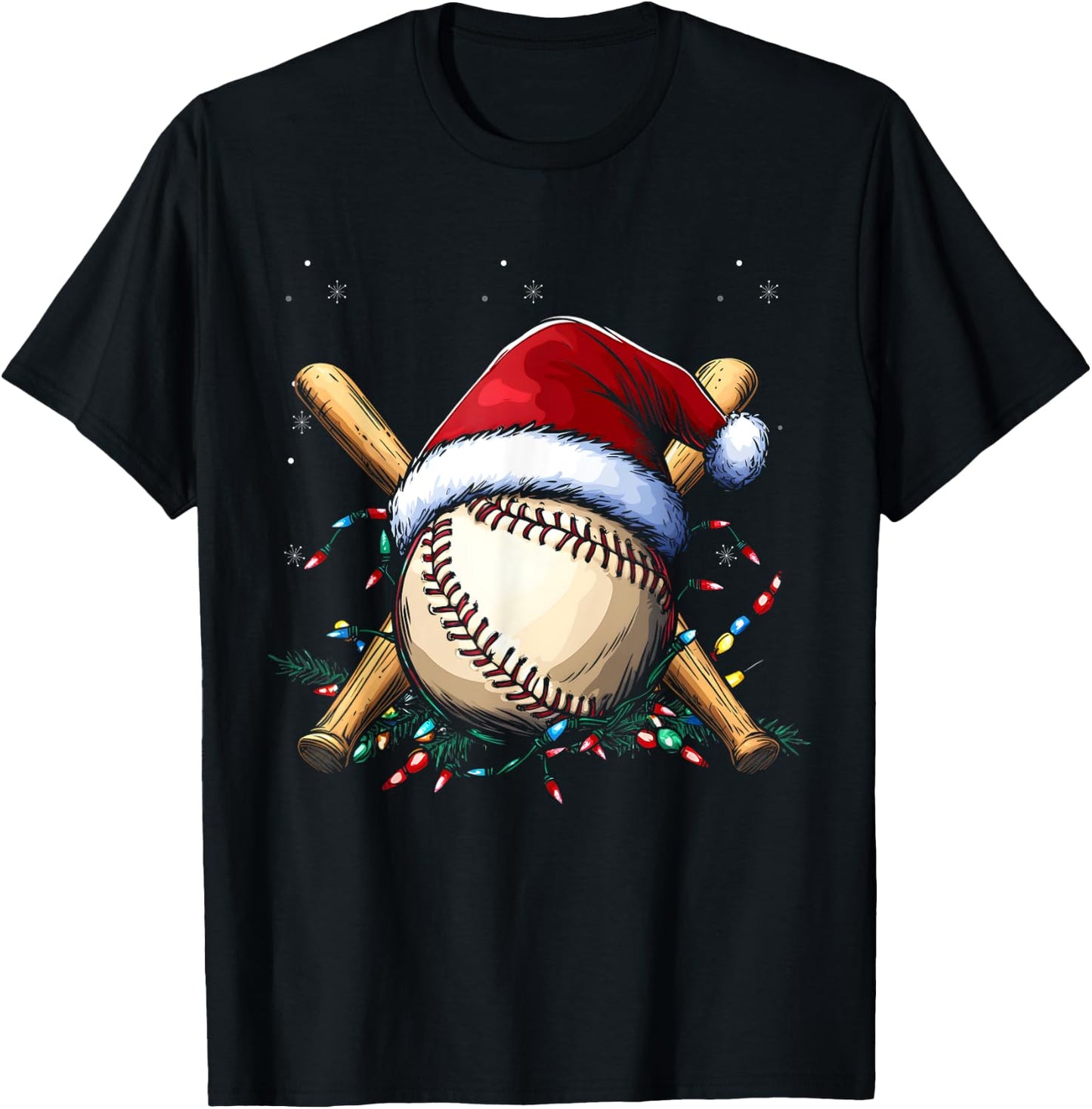 Santa Sports Design Boys Christmas Baseball Player T-Shirt - T-Shirt | Black