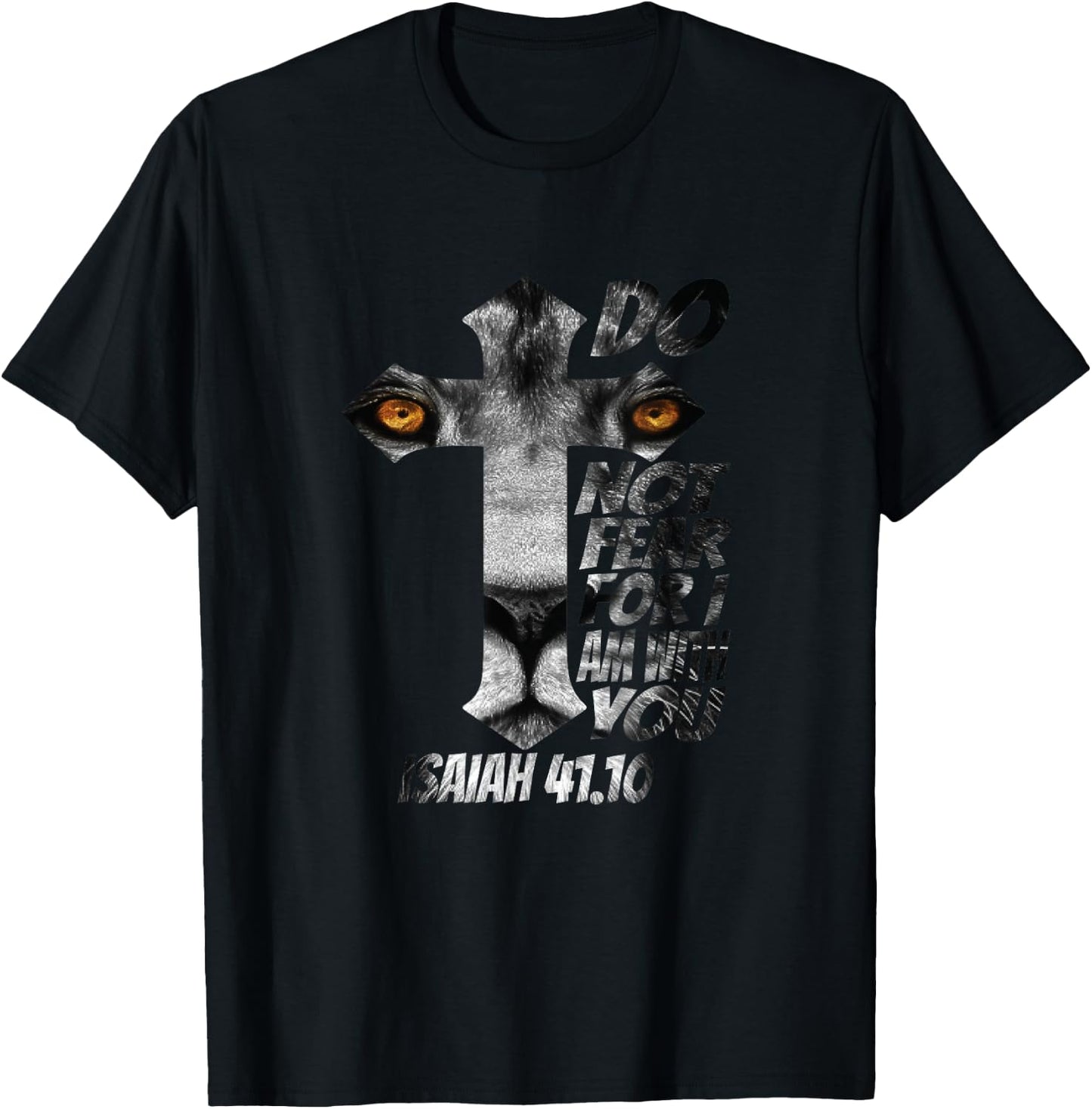 Christian Religious Bible Verse Sayings Lion Fear Scripture T-Shirt - T-Shirt | Black