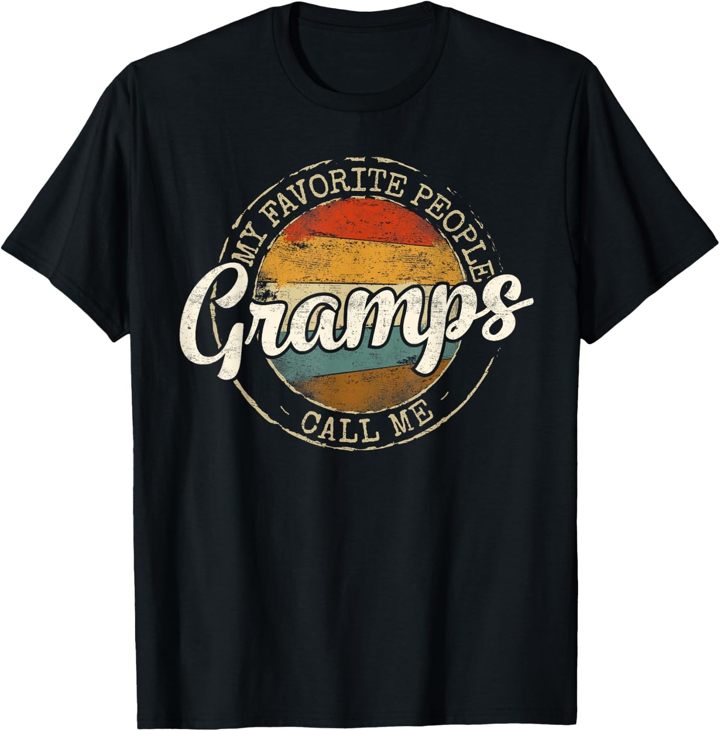 My Favorite People Call Me Gramps Vintage Stamp Fathers Day T-Shirt - T-Shirt | Black