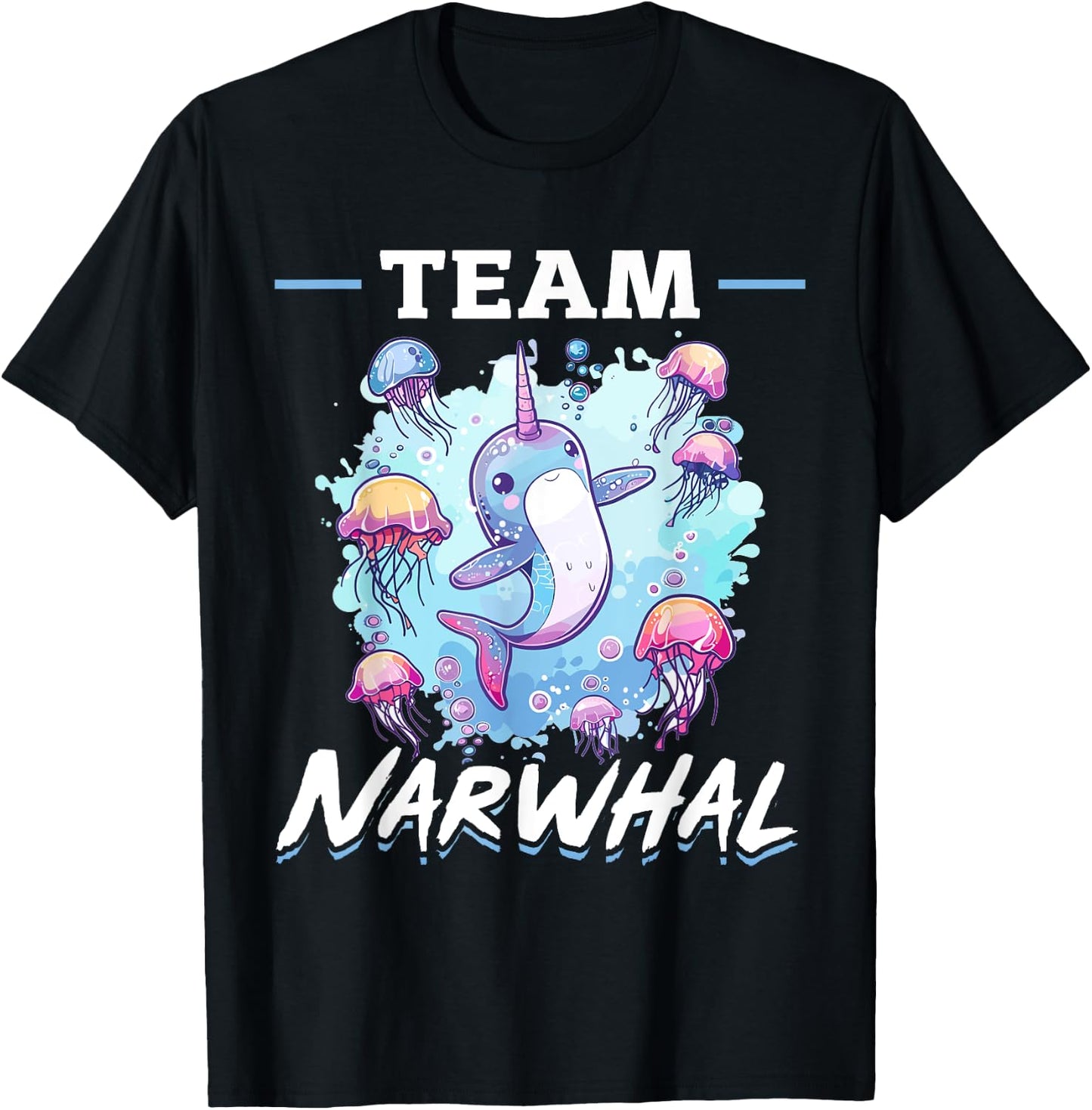 Funny Narwhal Jellyfish Animal Team Narwhal T-Shirt - T-Shirt | Black