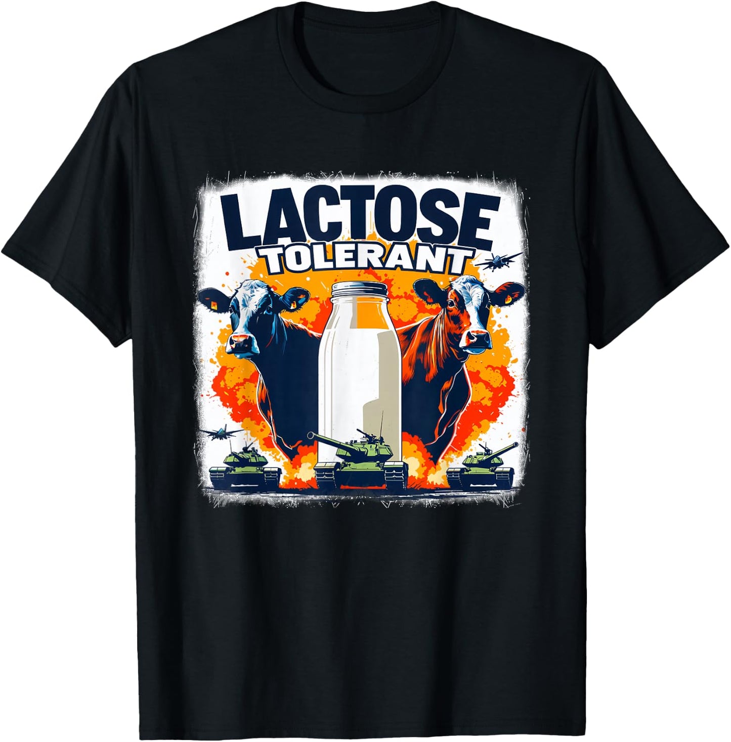 Lactose Tolerant Bold Statement Meme Funny 09R98M T-Shirt - T-Shirt | Black