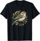 Warbler Graphic Bird Floral Art Design T-Shirt - T-Shirt | Black