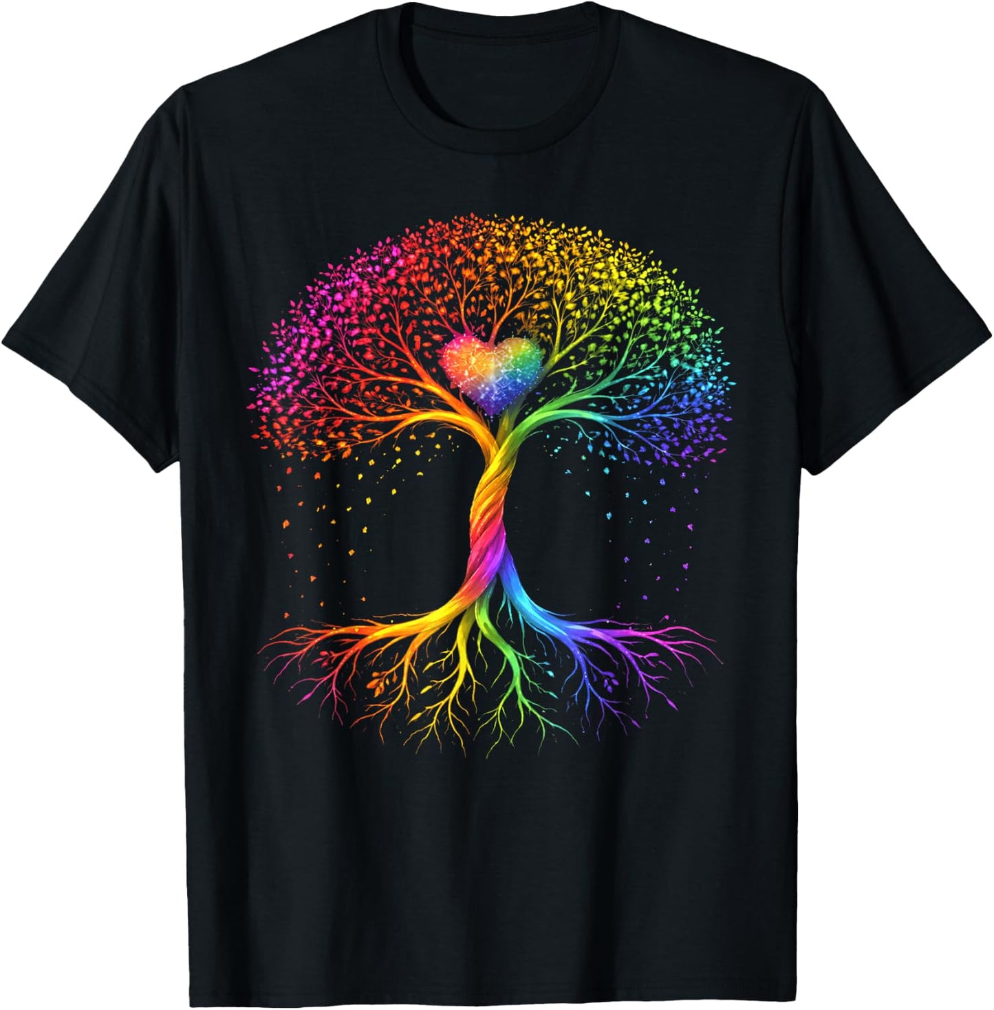 Tree Heart Colorful Rainbow LGBT Pride Men Women Kid T-Shirt - T-Shirt | Black