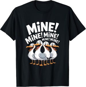 Funny Seagull Mine Saying Cartoon Bird Lover Humor T-Shirt - T-Shirt | Black