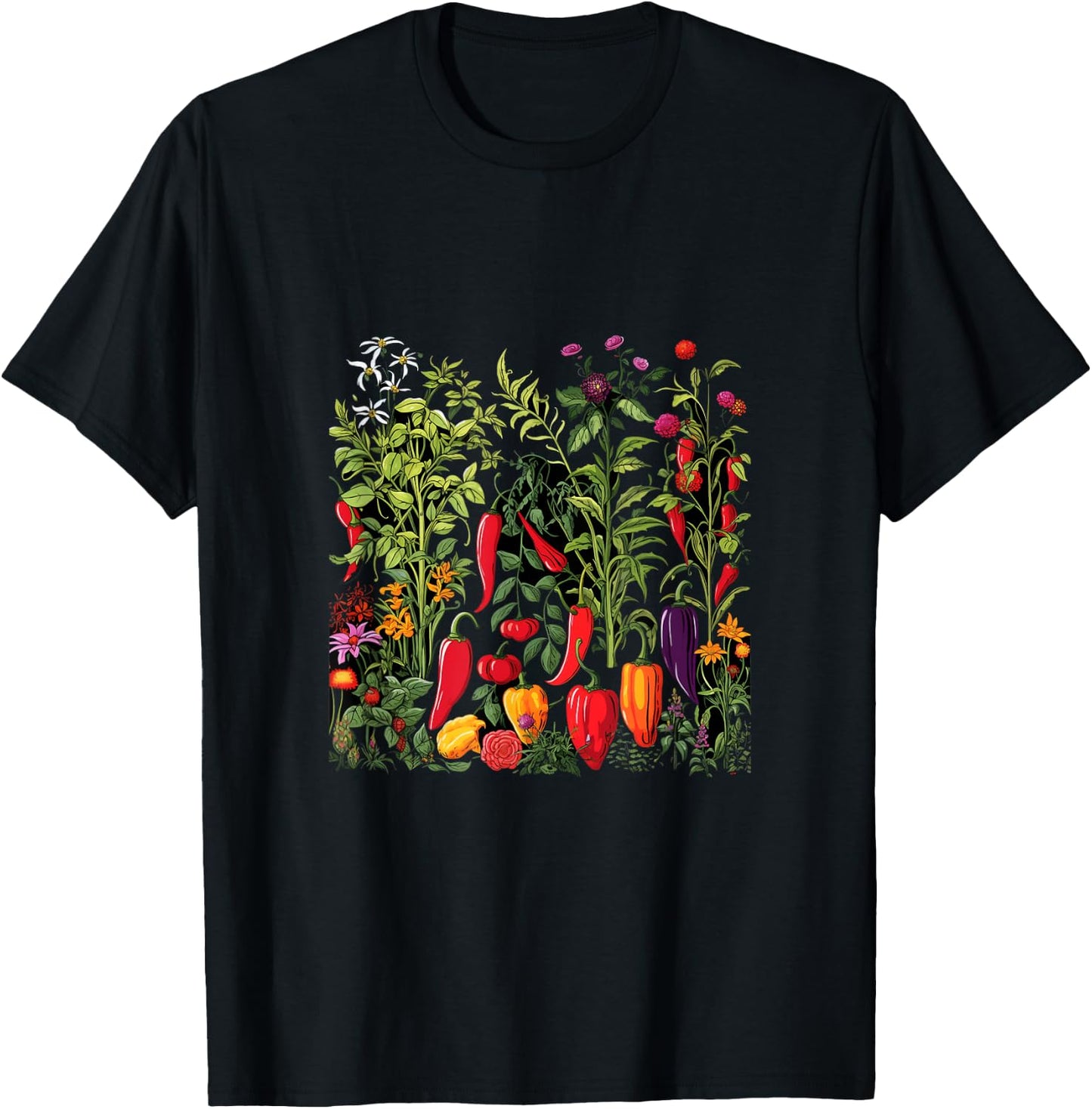 Chili Hot Pepper Plants Chillis Garden Spicy Pepper T-Shirt - T-Shirt | Black