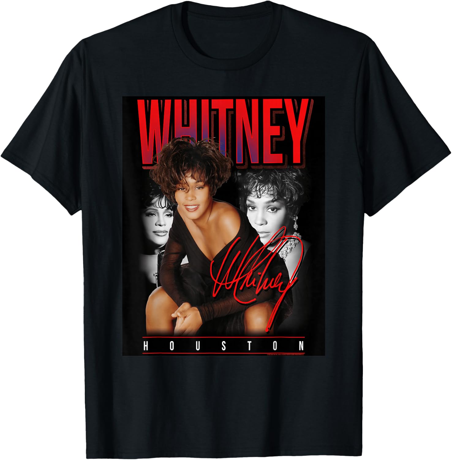 Whitney Houston Retro-Fotocollage T-Shirt - T-Shirt | Black