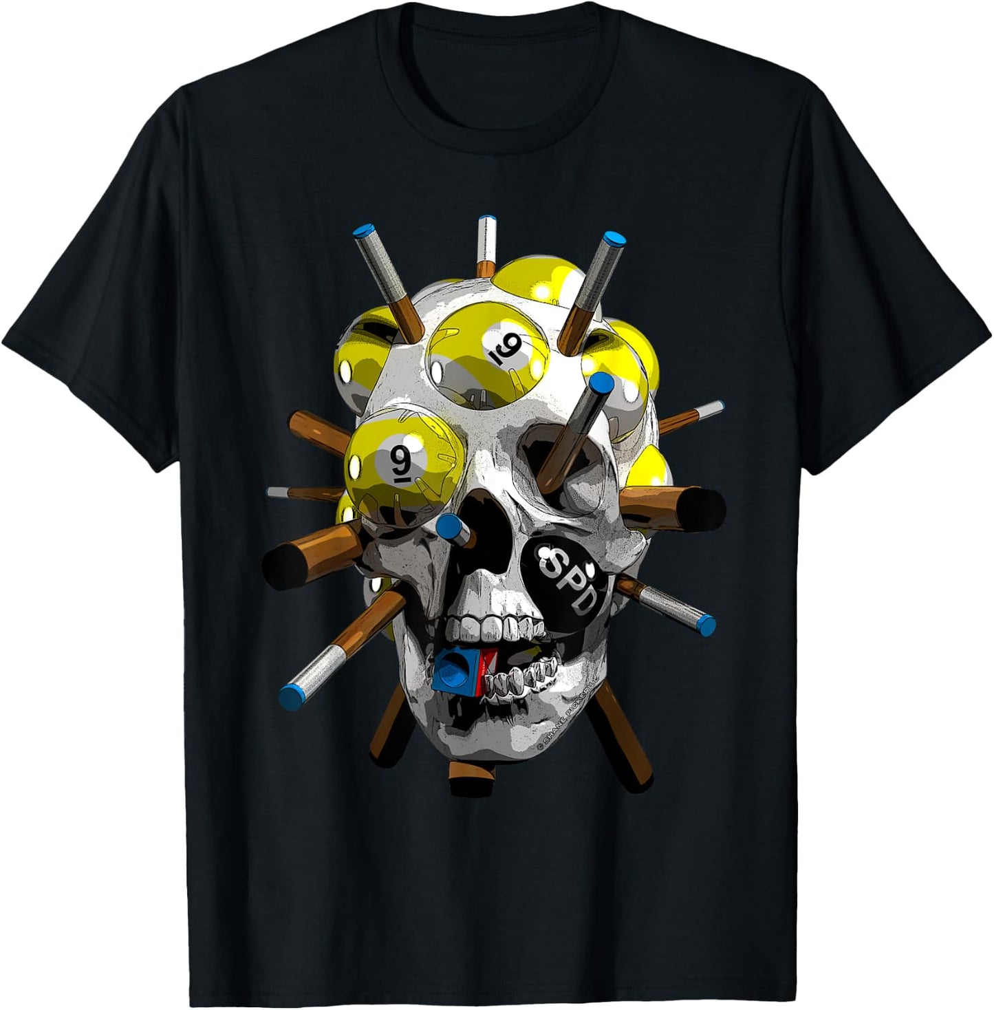 Halloween 9-Ball Pool Cues for Billiards & Nine Ball Player T-Shirt - T-Shirt | Black