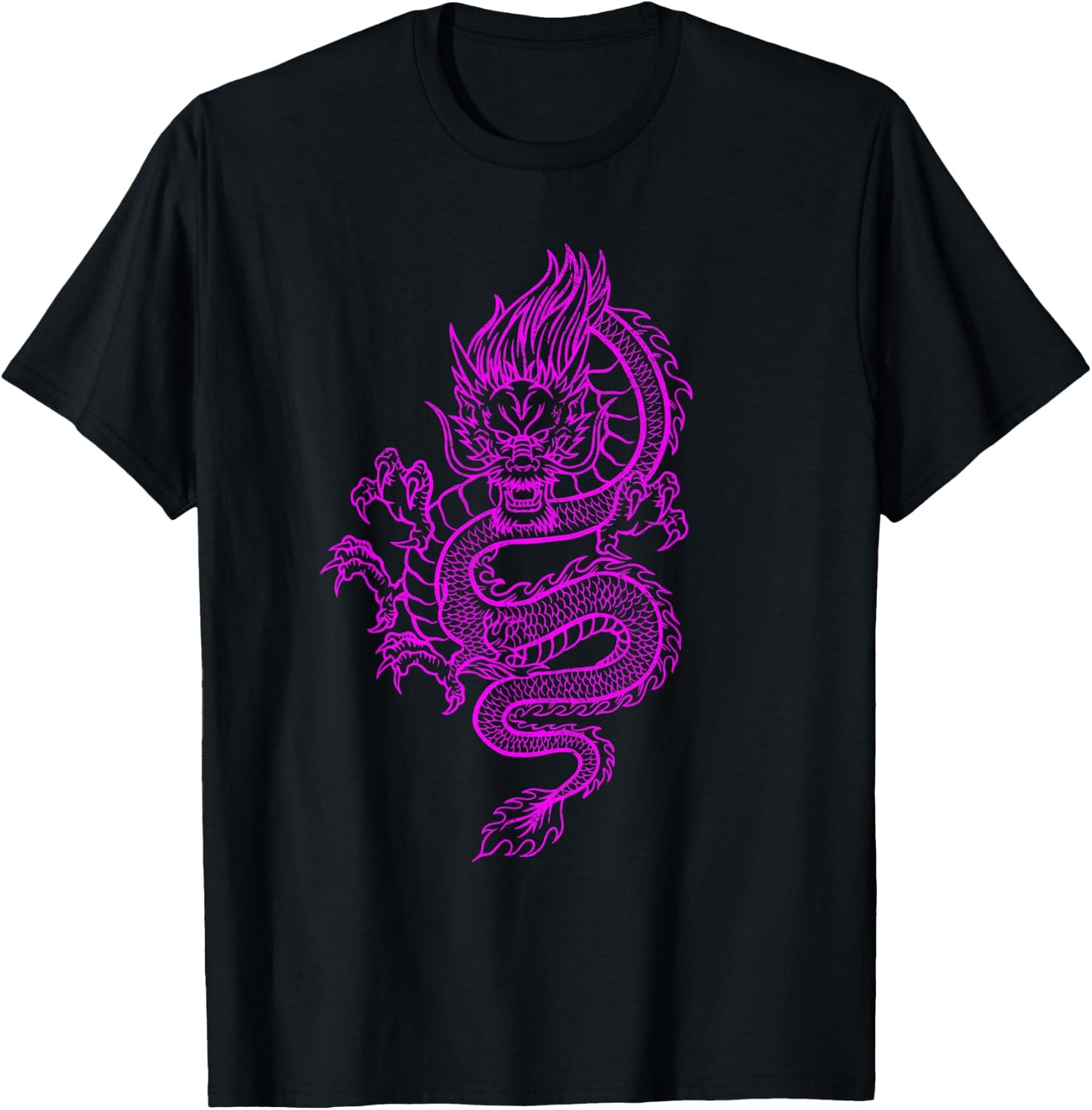 Big Pink Colored Dragon Graphic Design T-Shirt - T-Shirt | Black