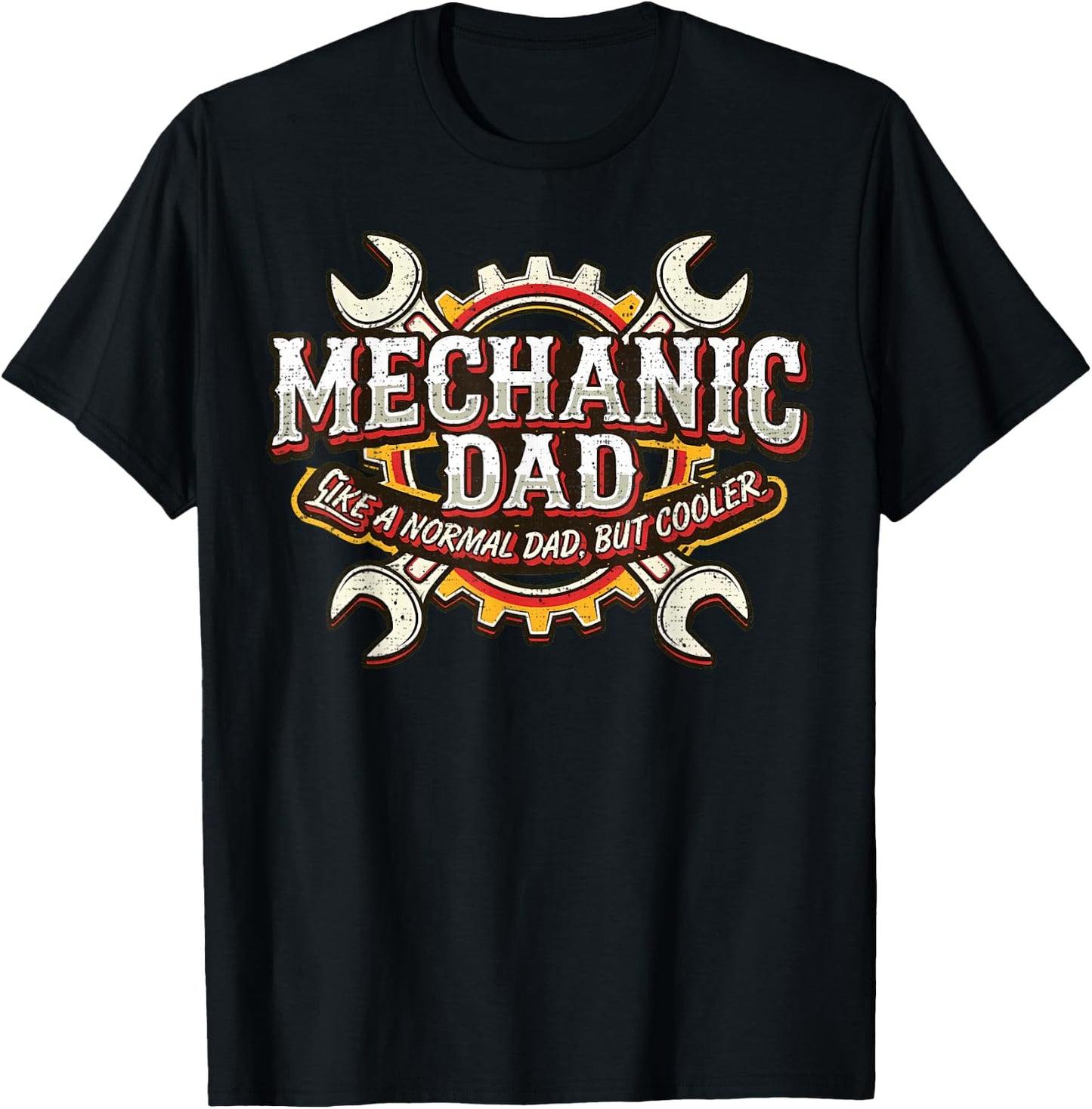 Mechanic Dad Wrench Gear Father’s Day Automotive Graphic T-Shirt - T-Shirt | Black