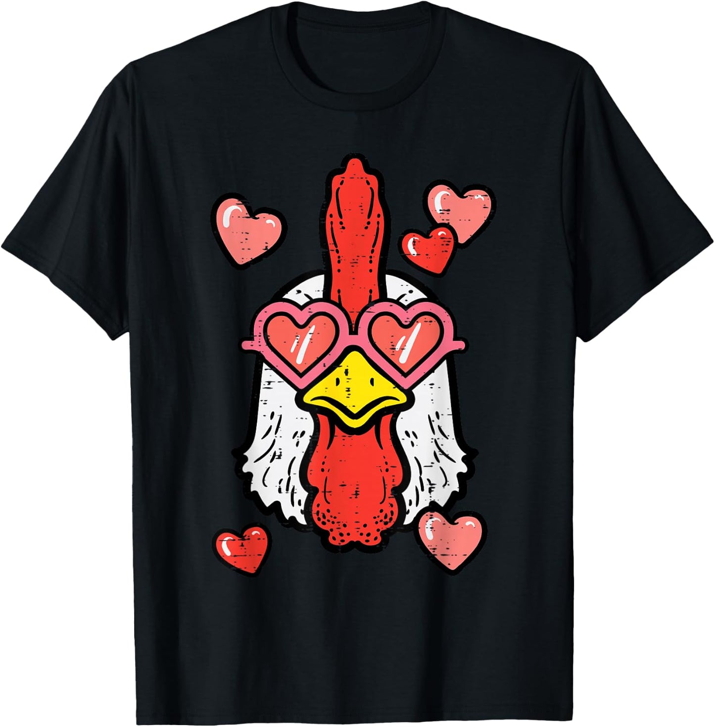 Valentines Day Chicken Hearts Cute Farm Women Girls Kids T-Shirt - T-Shirt | Black