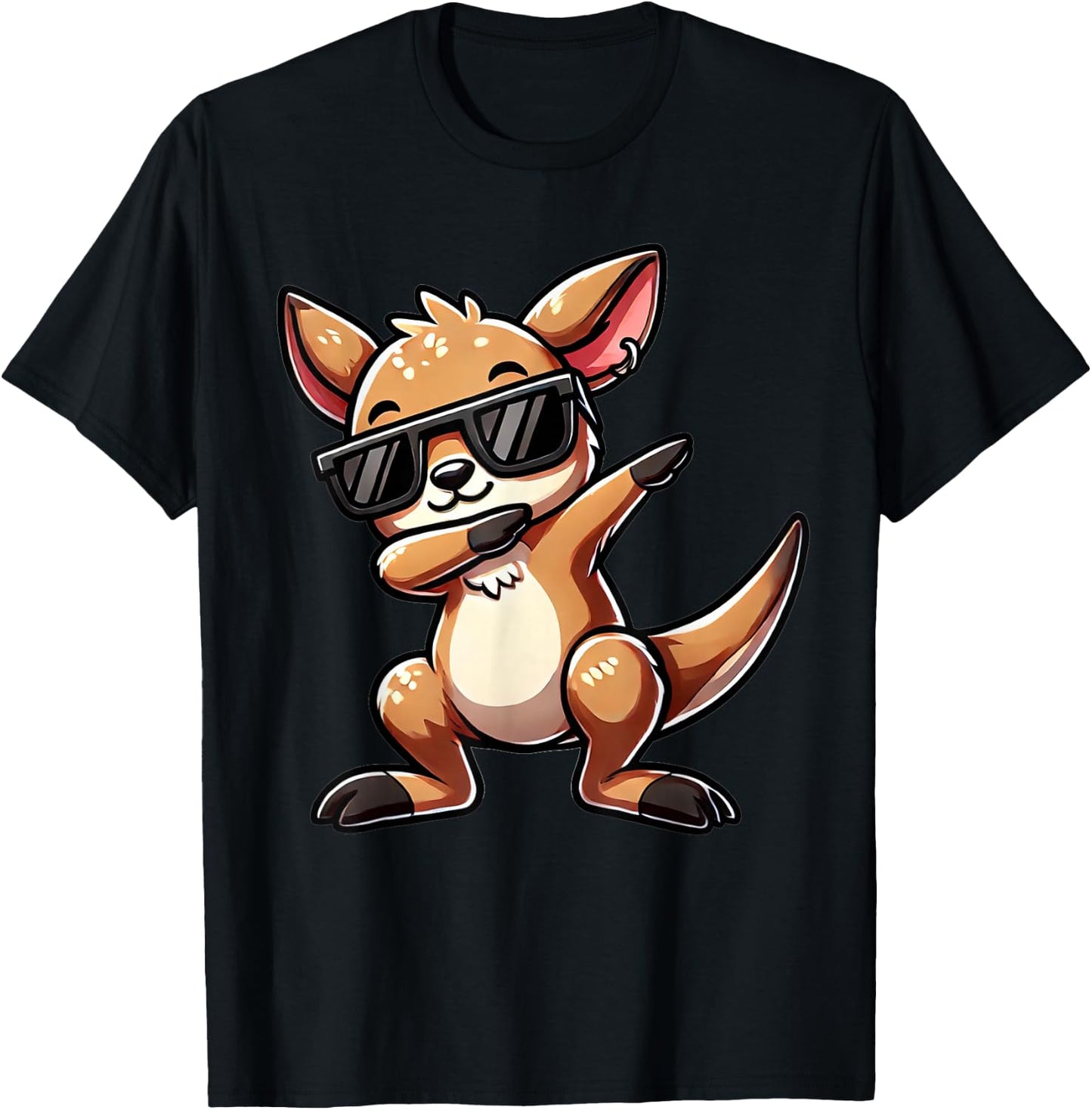 Dabbing Kangaroo Funny Kangaroo with Zoom Motif Kangaroo , black T-Shirt - T-Shirt | Black