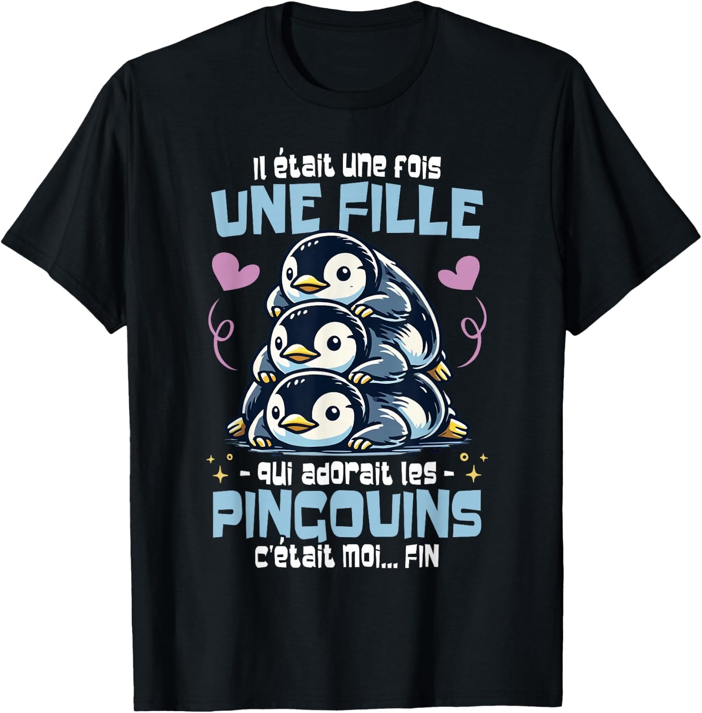 Penguin was a Time Woman Girl Funny Penguins , Black, S T-Shirt - T-Shirt | Black