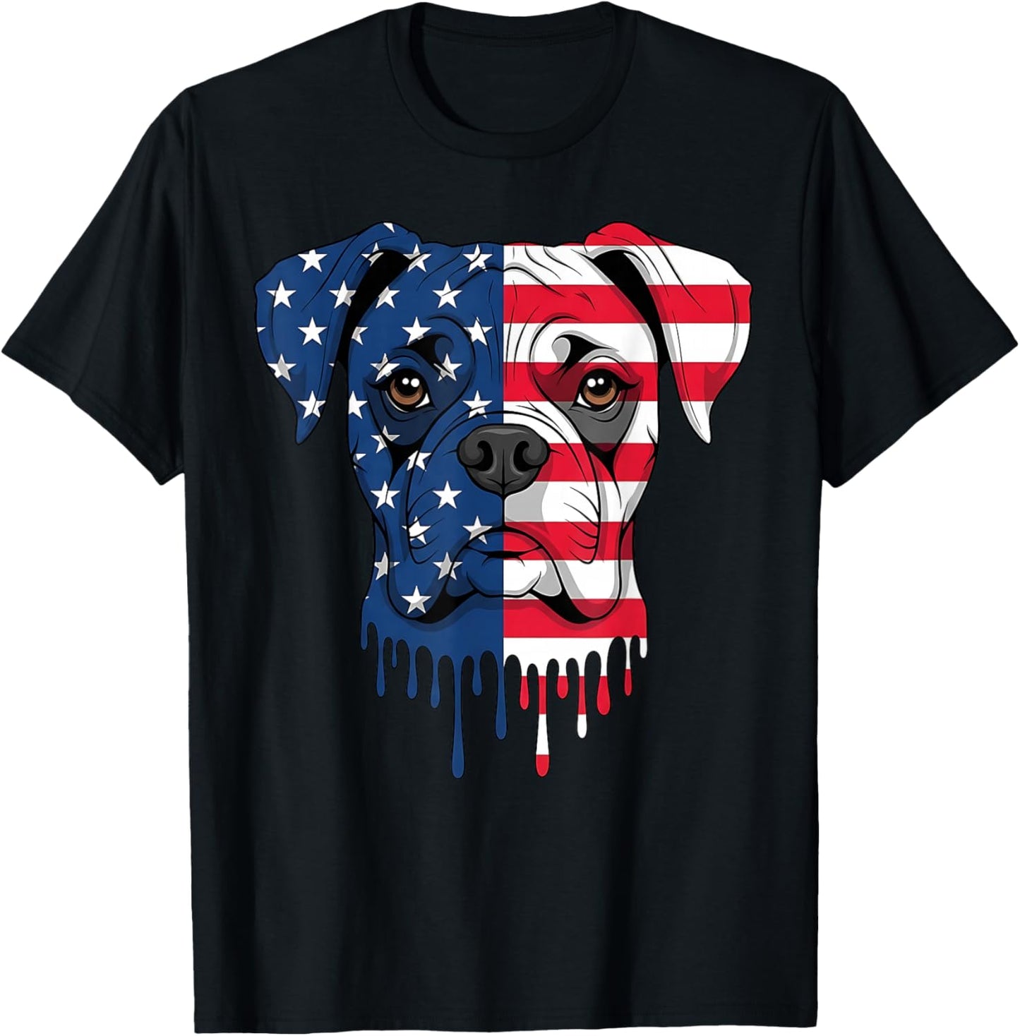 4th of July Boxer Dog American Flag Patriotic T-Shirt - T-Shirt | Black