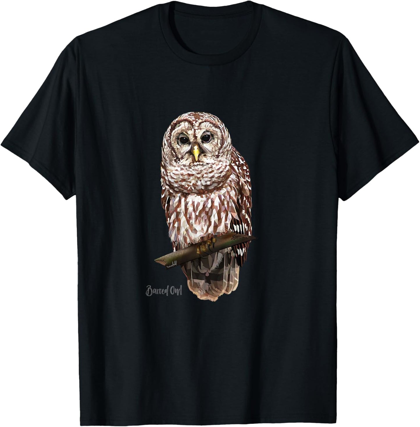 Kids Barred Owl Graphic Birder Shirt Wildlife Bird Watching T-Shirt - T-Shirt | Black
