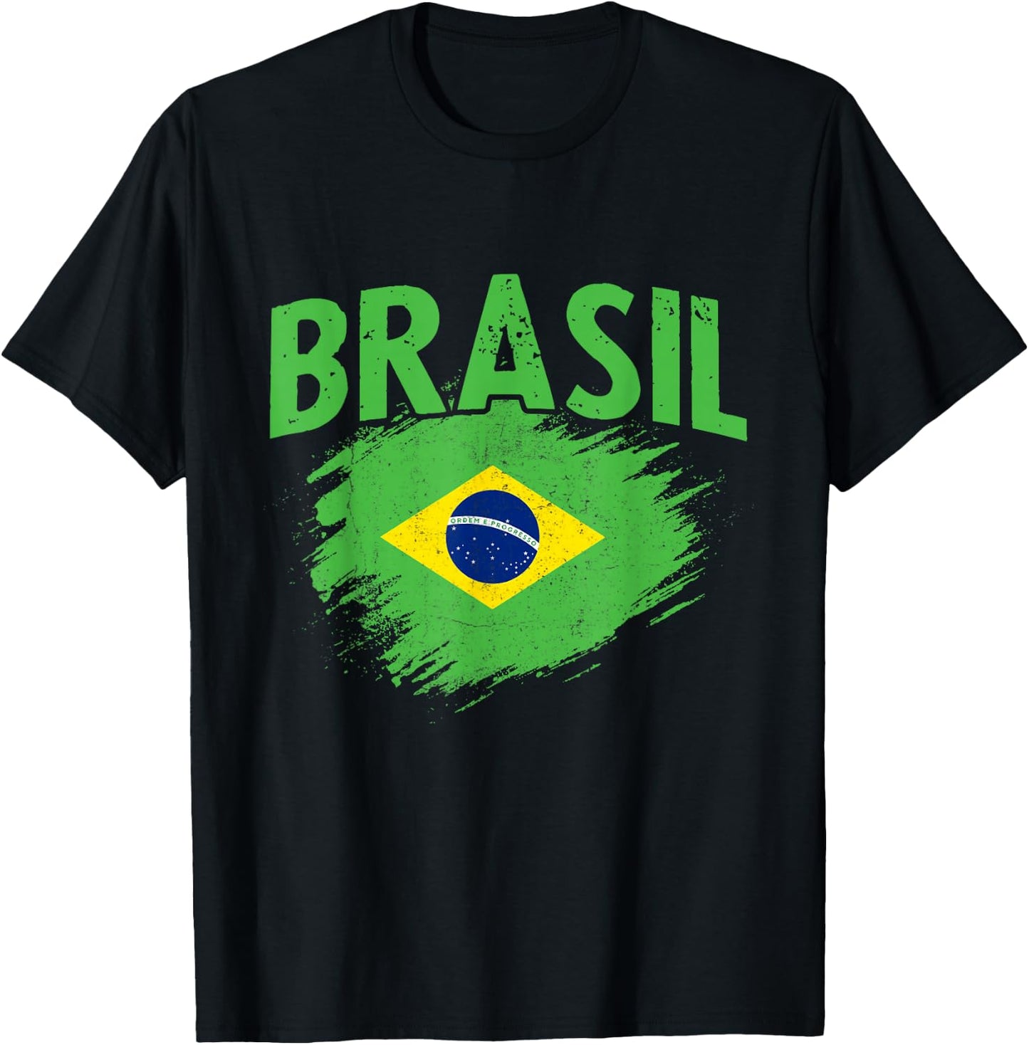 Brasil Vintage Flag Brazilian Pride Heritage T-Shirt - T-Shirt | Black