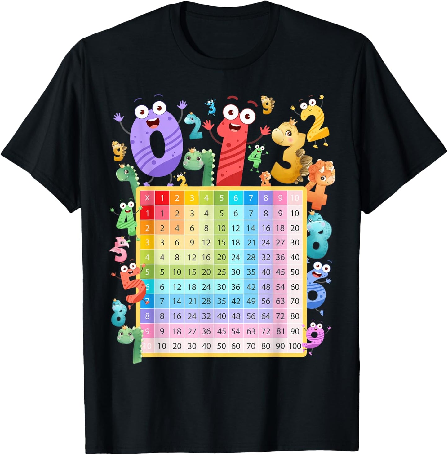 Dinosaur Numbers Idea For Kids & Dino Multiplication Number T-Shirt - T-Shirt | Black